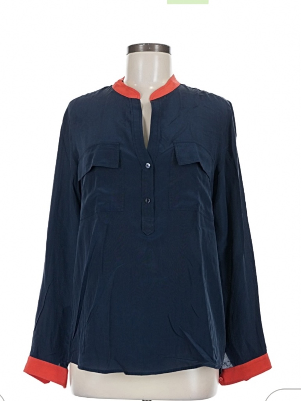 Vince Navy Long Sleeve Silk Blouse
